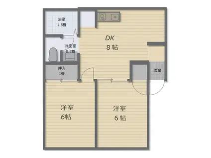 ヴィラ・ディセットA(2LDK/1階)の間取り写真