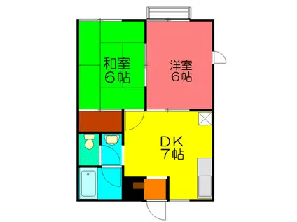 フラッツ北鎌倉(2DK/1階)の間取り写真