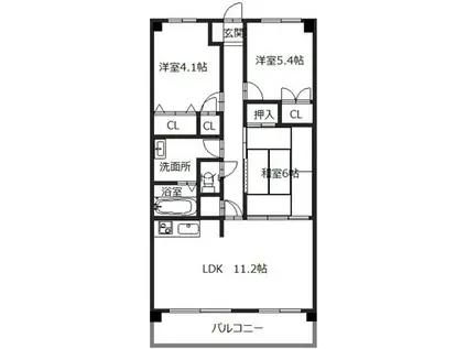 道西ハイツ(3LDK/3階)の間取り写真