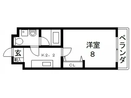 オランジュ上小阪(1K/2階)の間取り写真