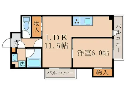 シャンデリ(1LDK/4階)の間取り写真