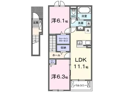 オークガーデンII(2LDK/2階)の間取り写真