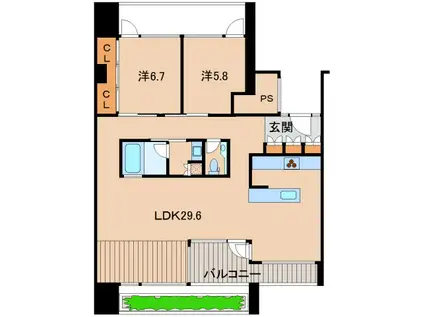 WAJIMA十番丁(2LDK/11階)の間取り写真