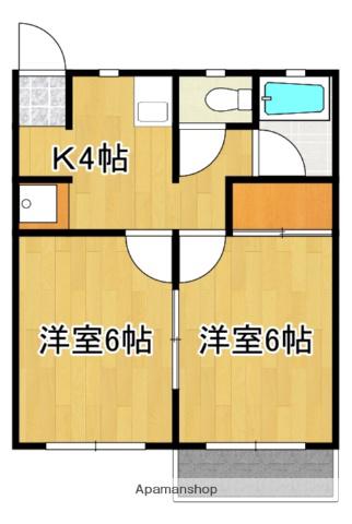 グリーンハウス(2K/2階)の間取り写真