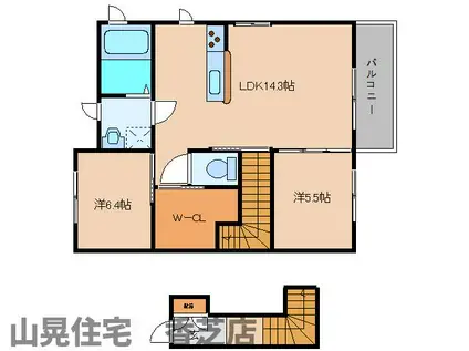 パインルーツ良福寺A棟(2LDK/2階)の間取り写真