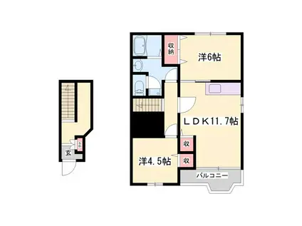 ファミィーユI(2LDK/2階)の間取り写真