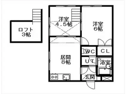 スカイブルーK(2DK/1階)の間取り写真
