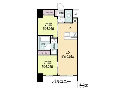 セレニテフラン新大阪(2LDK/11階)の間取り写真