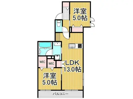 LAMI DE LION(2LDK/1階)の間取り写真