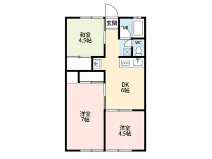 シティハイムサクラダ B棟(3DK/2階)の間取り写真