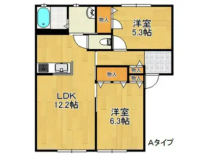 ディアス二色浜(2LDK/1階)の間取り写真