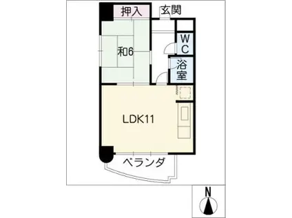 STクラウン(1LDK/6階)の間取り写真