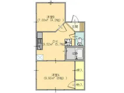 サンコーポ(2DK/2階)の間取り写真