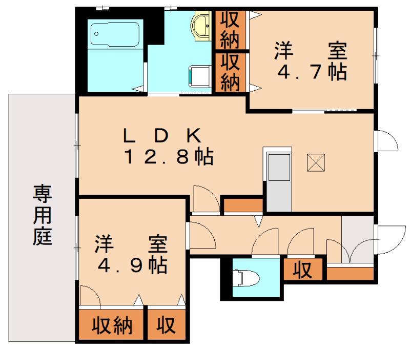 フォレスト XI棟(2LDK/1階)の間取り写真