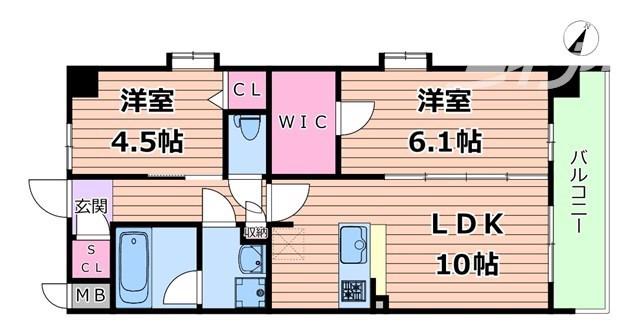 スプランディッド梅田グランノース(2LDK/10階)の間取り写真