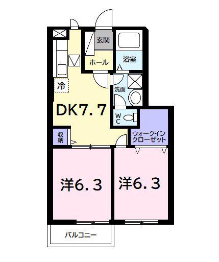 サンセールメゾン514(2DK/1階)の間取り写真