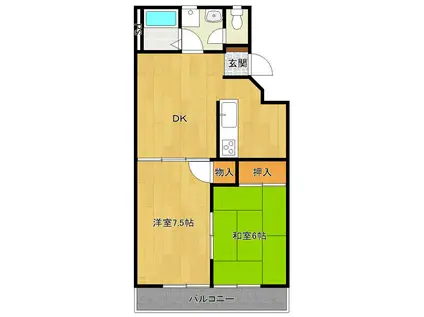 プリムローズ(2LDK/2階)の間取り写真