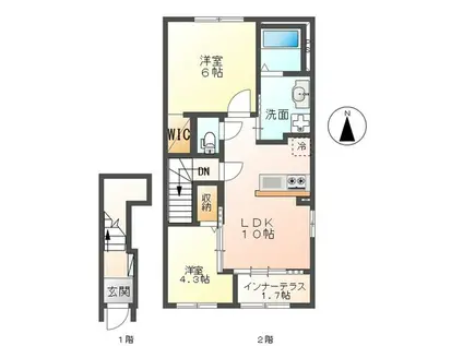 ピパトール(2LDK/2階)の間取り写真