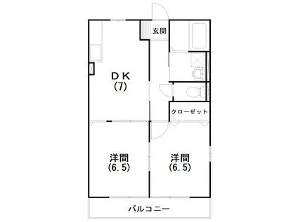 ティアラIII(2DK/2階)の間取り写真