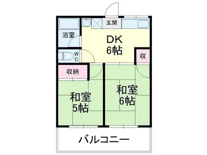 シティハイムブライト(2DK/2階)の間取り写真