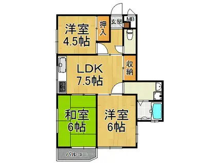 ハートランド(3LDK/2階)の間取り写真