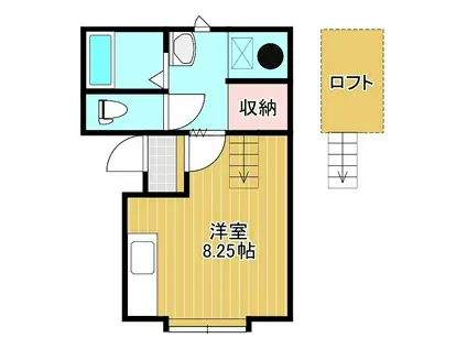 メゾネット三輪(ワンルーム/2階)の間取り写真