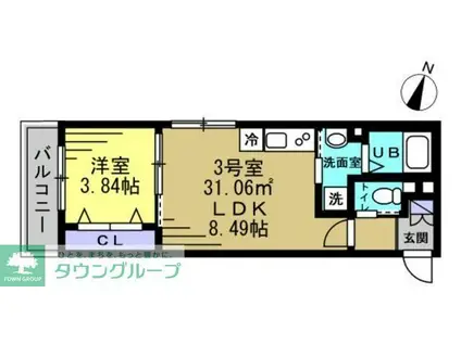 SUN HORIZON I(1LDK/1階)の間取り写真