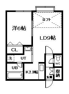 フェリシダA棟(1LDK/2階)の間取り写真