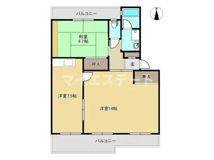 エクセレンス松江(2DK/4階)の間取り写真