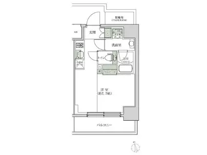 ルブリカント アラカワ ベース(ワンルーム/2階)の間取り写真