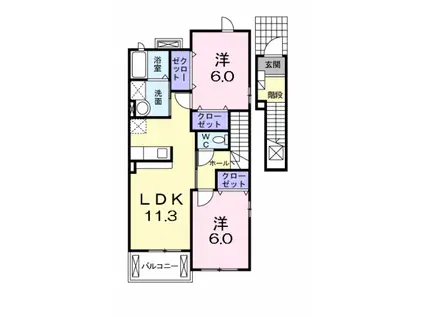 リアンフォール I(2LDK/2階)の間取り写真