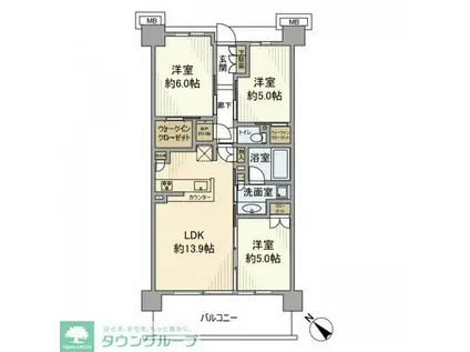シティテラス柏(3LDK/3階)の間取り写真