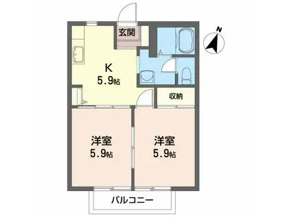 ファイン・デ・モール(2K/2階)の間取り写真