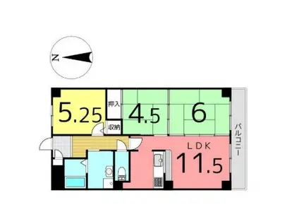サンライフ歌野橋(3LDK/9階)の間取り写真