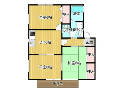 サンパティークII(3DK/1階)の間取り写真