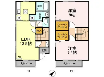 CREST COURT S.J.S(2LDK/1階)の間取り写真