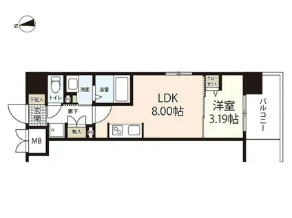 エスポワールI(1LDK/8階)の間取り写真