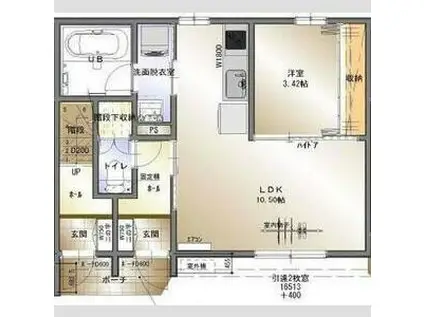 グランツリー宮子(1LDK/1階)の間取り写真