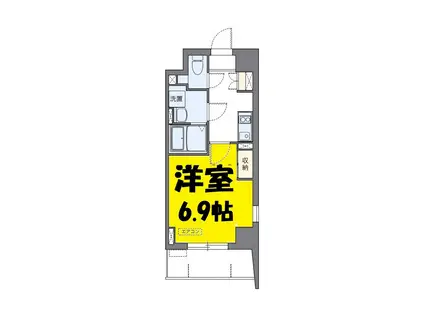 ウィスタリア3(1K/8階)の間取り写真