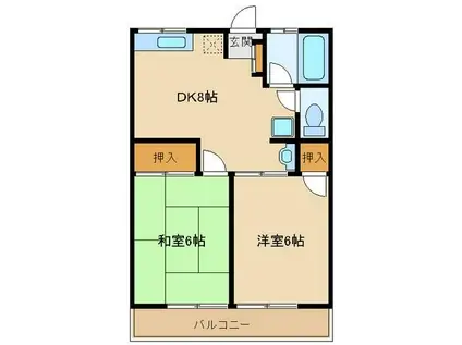 シティハイムイリュミナ(2DK/1階)の間取り写真