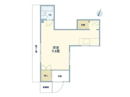 芦屋市津知町ワンルーム(ワンルーム/1階)の間取り写真