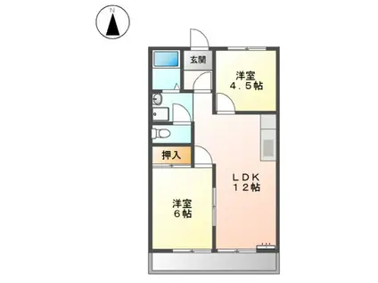コーポ五反畑(2LDK/1階)の間取り写真