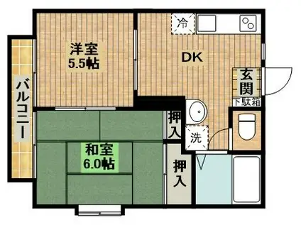 マウンテン中原(2DK/2階)の間取り写真