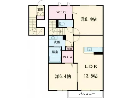 シャーメゾン黒石 A(2LDK/2階)の間取り写真
