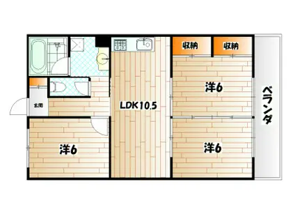 ハイツシーサイドII(3LDK/3階)の間取り写真