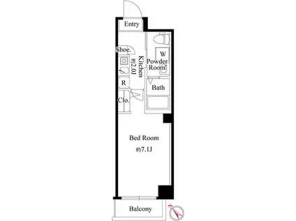 アーバンスクエア大山(1K/3階)の間取り写真