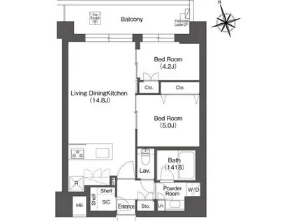 ルーウェ東大泉(2LDK/3階)の間取り写真