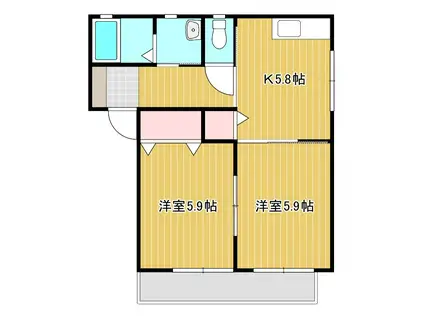 キオラ・カズ(2K/2階)の間取り写真