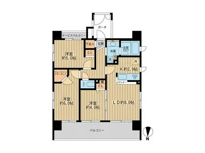 エコロジー錦糸町レジデンス(3LDK/7階)の間取り写真