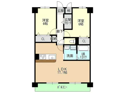 宮ノ腰704マンション(2LDK/2階)の間取り写真